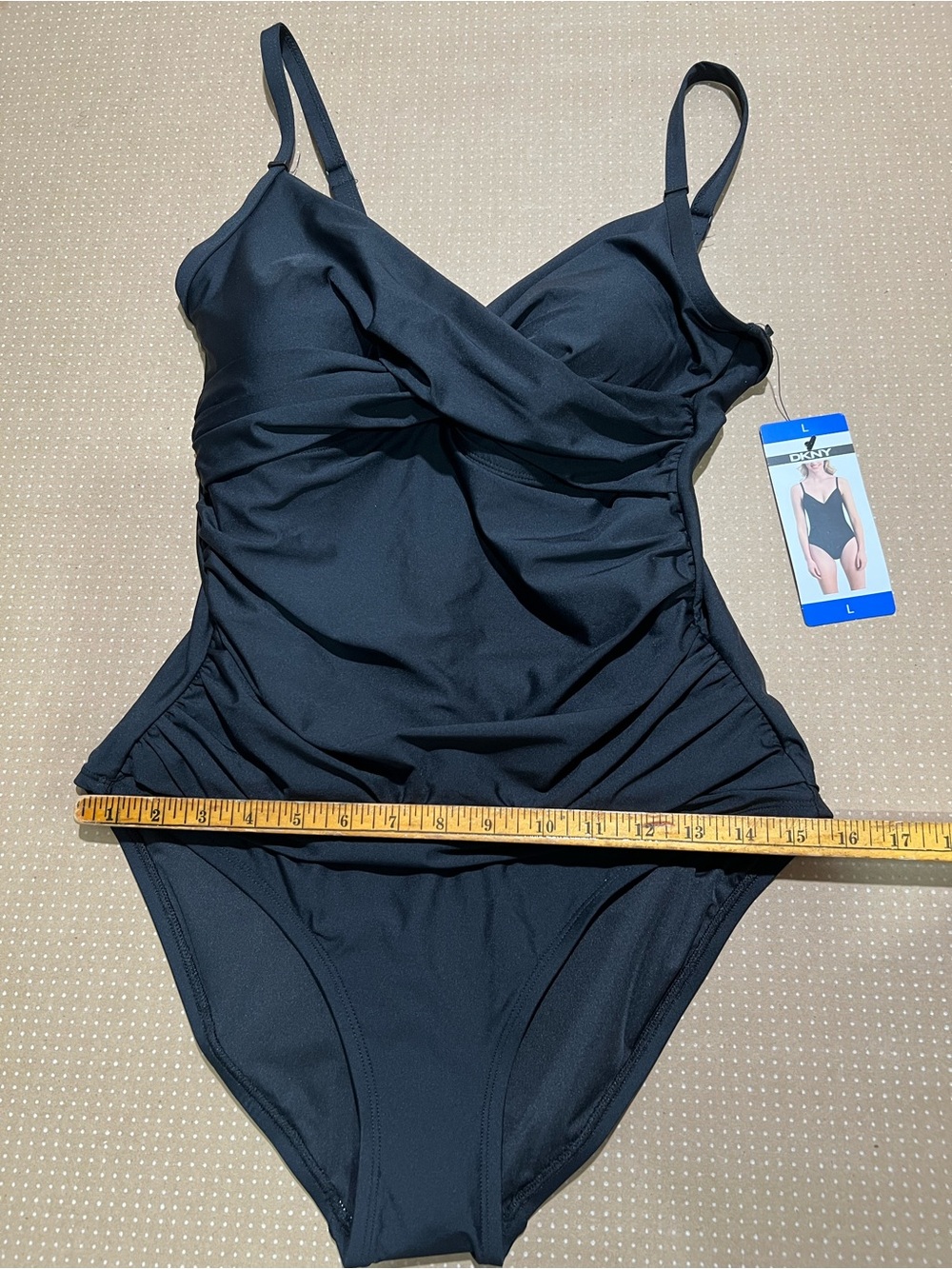 NWT DKNY Black Women’s One-Piece Swimsuit size L - Picture 11 of 12